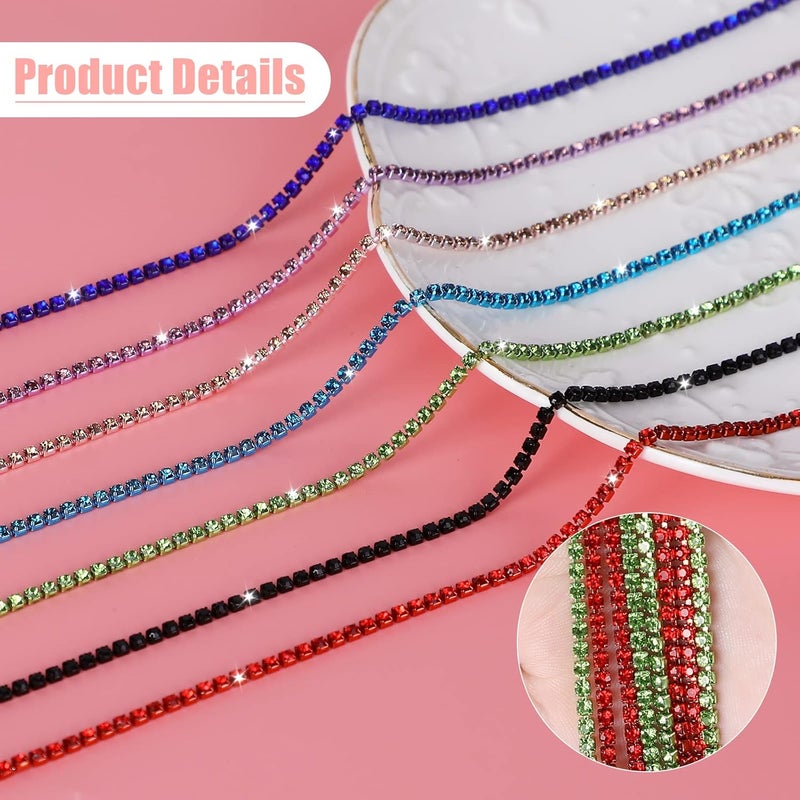 Dropower Crystal Rhinestone Close Chain Trim,10 Yards/Roll of 2mm Rhinestone Banding Claw Cup Chain for Sewing Crafts,DIY Decoration,Jewelry,Clothing,Shoes Royal Blue - Image 3
